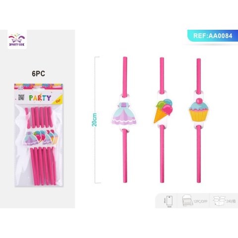 Paie de baut PartyGo, 20cm, imprimeu dulciuri, AA0084, set 6 buc [2]