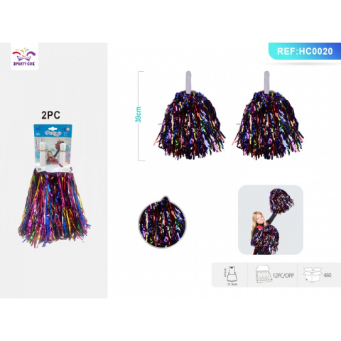 Accesorii pentru petrecere - Pampoane PartyGo, diverse culori, HC0020, set 2 buc