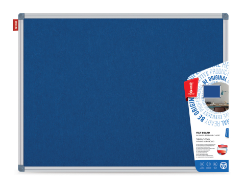 Organizare, arhivare, prezentare - Panou textil 100*150 cm albastru rama aluminiu memo be
