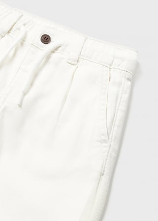 Pantaloni conici pentru bebe baieti, talie ajustabila, bumbac, Alb [3]