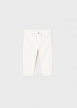 Pantaloni conici pentru bebe baieti, talie ajustabila, bumbac, Alb [1]