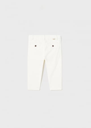 Pantaloni conici pentru bebe baieti, talie ajustabila, bumbac, Alb [2]