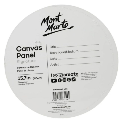 Panza pictura 40x40cm, Mont Marte, CMPR0040, rotunda, 3mm (carton panzat) [3]