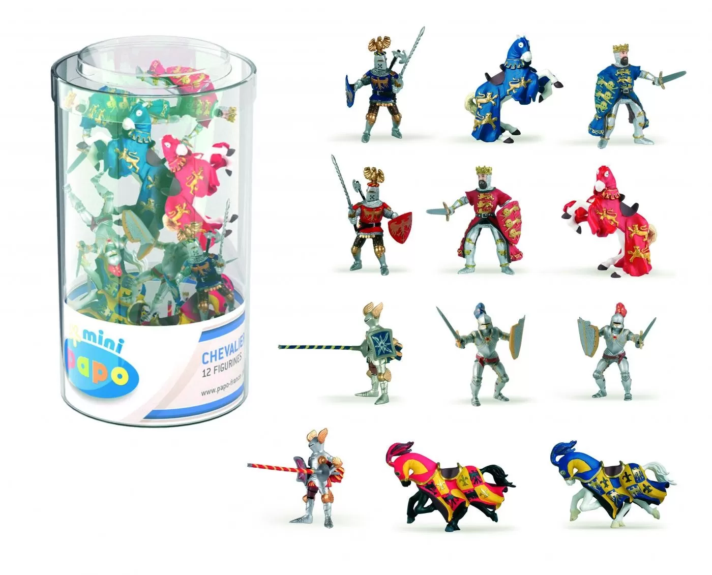 Jocuri de rol - Papo figurina set mini cavaleri 12 piese, varsta de la 3 ani la +15 ani