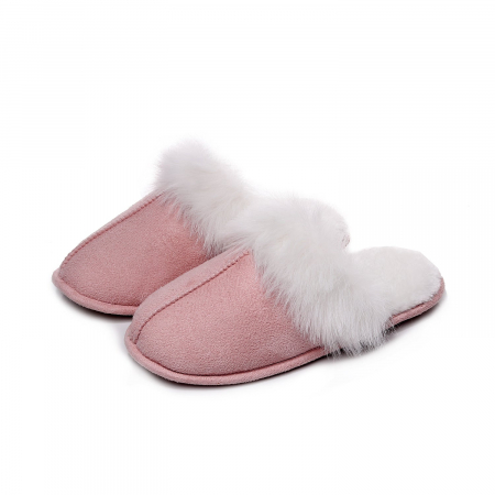 Lichidare stoc - Totul la 9.90 Lei - Papuci de casa Roz-Nude cu blanita, marimea 36