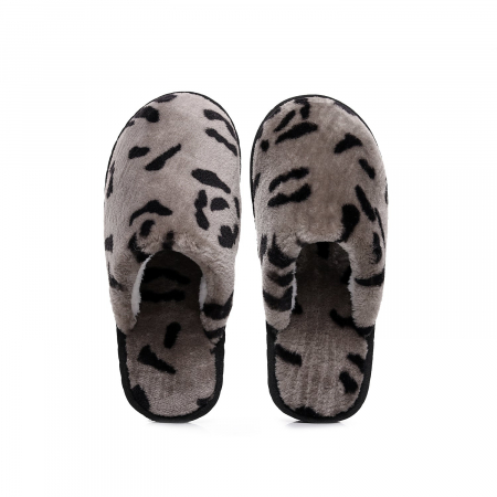 Papuci pufosi Animal Print Crem [2]