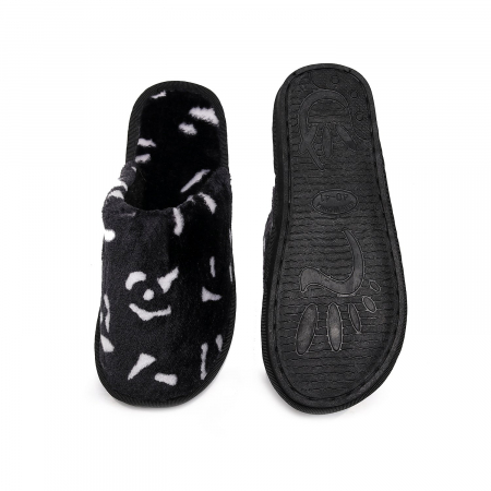 Papuci pufosi Animal Print Negri [2]