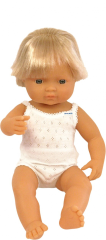 Jucării și Jocuri pentru copii - Papusa Baby european baiat Miniland 38 cm
