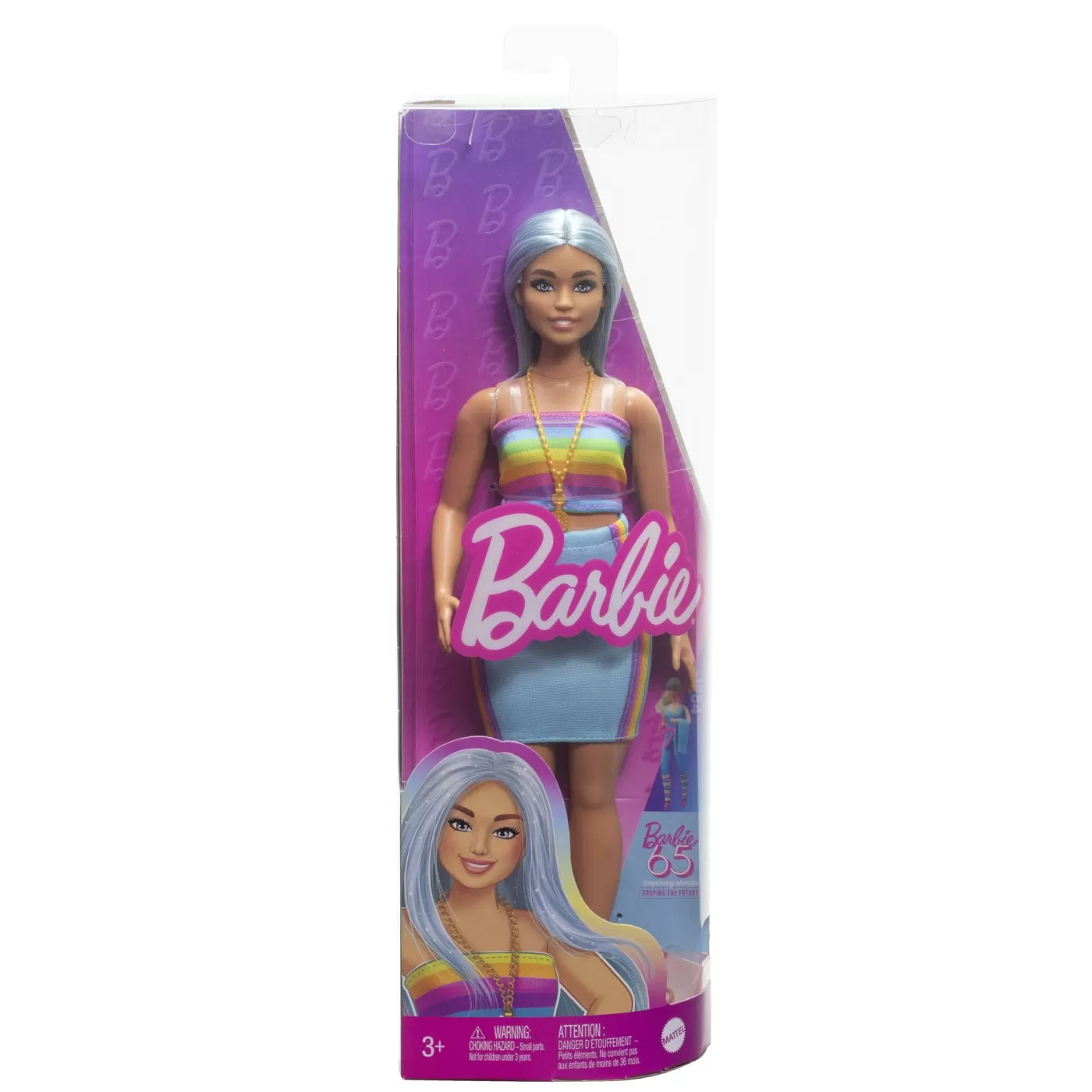 Jocuri de rol - Papusa barbie fashionista cu par albastru platinat si top sport, varsta de la 3 ani la 12 ani