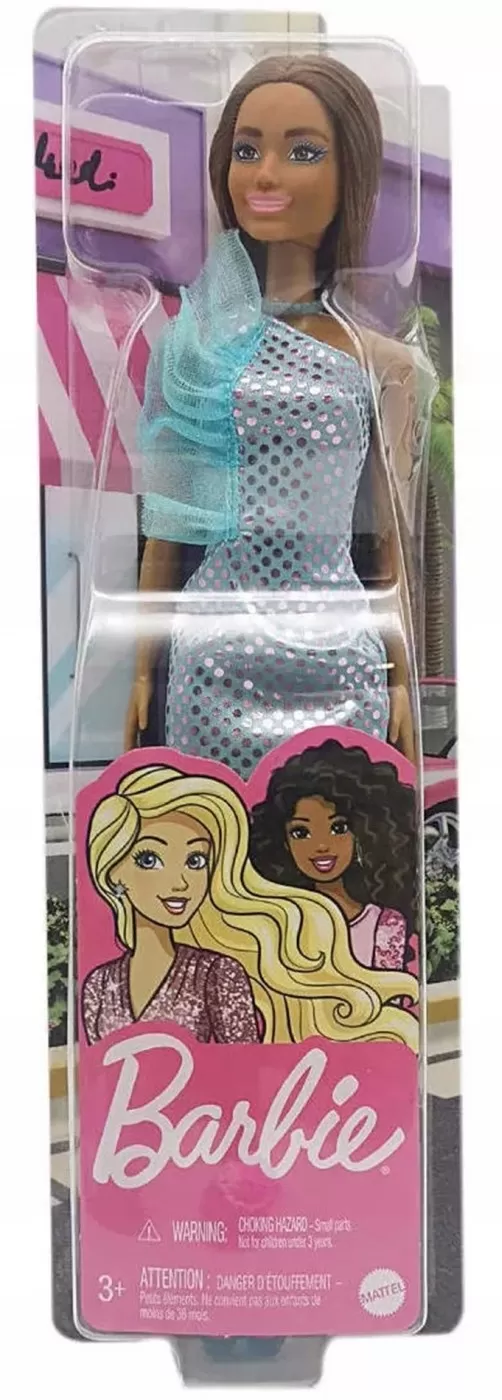 Jucării și Jocuri pentru copii - Papusa barbie tinute stralucitoare satena cu rochita blue, varsta de la 3 ani la 12 ani
