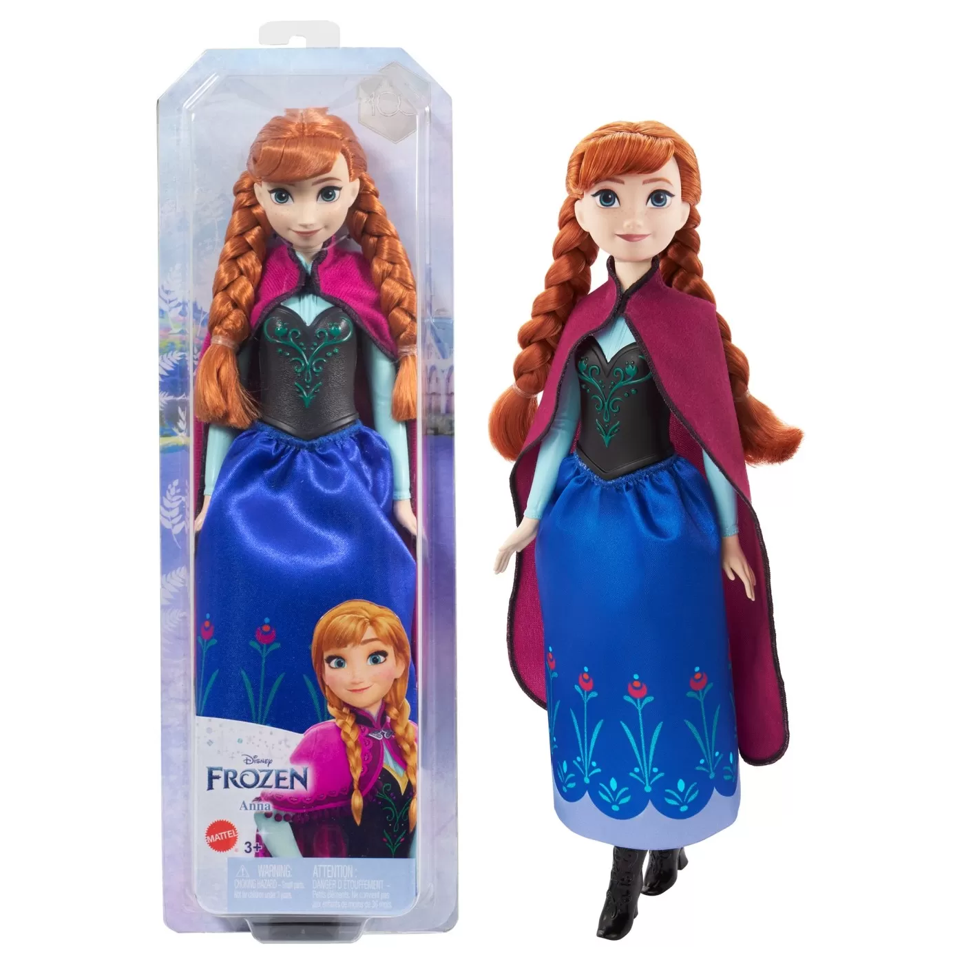 Jocuri de rol - Papusa disney frozen anna cu codite, varsta de la 3 ani la 8 ani