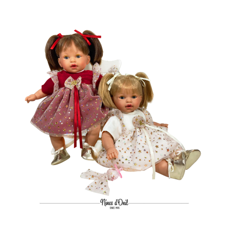 Jucării și Jocuri pentru copii - Papusa Nines D'Onil, Alex Craciun, cu rochie alba, cu miros de vanilie, 40 cm, copii varsta 3 ani+,6 ani+,8 ani+