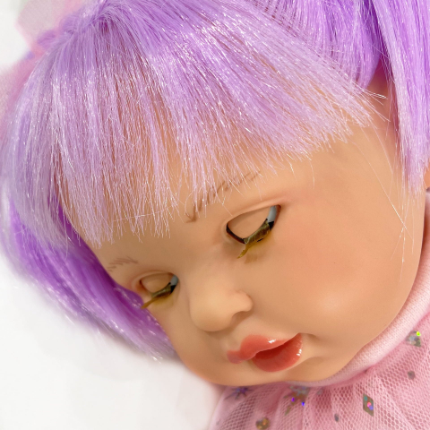 Papusa Nines D'Onil, Alex Star, cu parul mov, ambalata in cutie, cu miros de vanilie, 40 cm, copii varsta 3 ani+,6 ani+,8 ani+ [1]