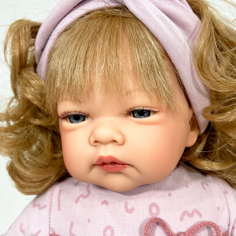 Papusa Nines D'Onil, Celia, cu parul blond, cu rochie roz, cu miros de vanilie, 45 cm, copii varsta 3 ani+,6 ani+,8 ani+ [1]