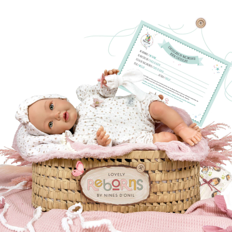 Jucării și Jocuri pentru copii - Papusa Nines D'Onil, Chloe, nou-nascut, cu miros de vanilie, 1700 gr, 48 cm, copii varsta 3 ani+,6 ani+,8 ani+