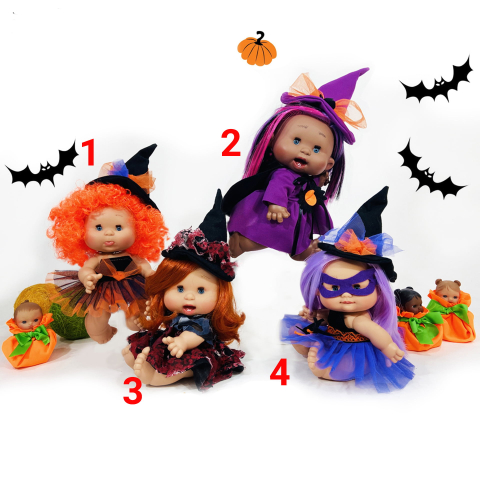 Jucării și Jocuri pentru copii - Papusa Nines D'Onil, Colectia Funtastic Halloween, cu miros de vanilie, 26 cm, copii varsta 3 ani+,6 ani+,8 ani+