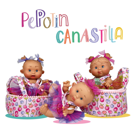 Jucării și Jocuri pentru copii - Papusa Nines D'Onil, Colectia Pepotin Canastilla, cu miros de vanilie, 21 cm, copii varsta 3 ani+,6 ani+,8 ani+