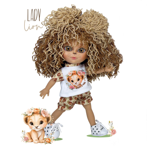 Jucării și Jocuri pentru copii - Papusa Nines D'Onil, Dainty Lady Lion, din vinil, cu tematica leut adorabil, 28 cm
