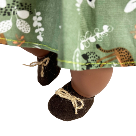 Papusa Nines D'Onil, Maria Afro, cu sunete, cu bebelus, cu rochie verde, cu miros de vanilie, 45 cm, copii varsta 3 ani+,6 ani+,8 ani+ [3]