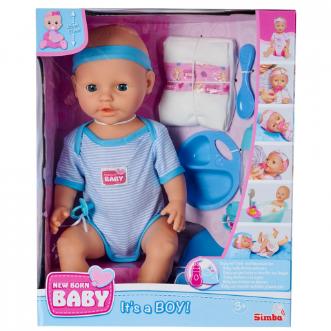Papusa Simba New Born Baby, Baby Doll 43 cm cu accesorii albastru [10]