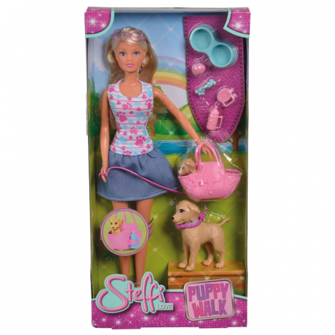 Papusa Simba Steffi Love Puppy Walk 29 cm cu 2 figurine si accesorii [3]