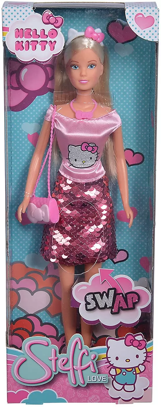 Jucării și Jocuri pentru copii - Papusa steffi cu fustita cu paiete hello kitty