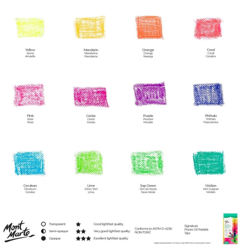 Pastel ulei solubil fluoro Mont Marte 12 buc/set [8]
