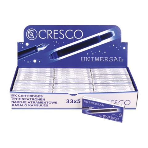 Patroane cerneala lungi (rezerve) Cresco 080062, cerneala albastra, set 5 buc, Universal, 2 capete diferite [1]