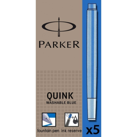 Patroane cerneala lungi (rezerve) Parker Quink 1950383, cerneala albastra, set 5 buc [1]