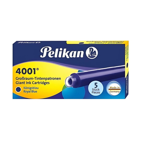 Rechizite Școlare - Patroane cerneala lungi (rezerve) Pelikan 4001 310748, cerneala albastra, set 5 buc