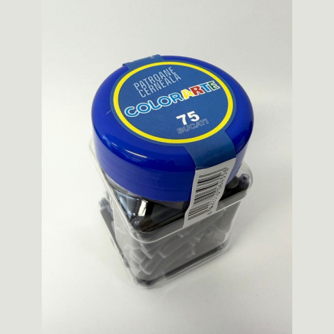 Rezerve Pixuri, Mine si Patroane de Cerneala - Patroane cerneala scurte (rezerve) Colorarte, cerneala albastra, borcan PVC 75 bucati, albastre