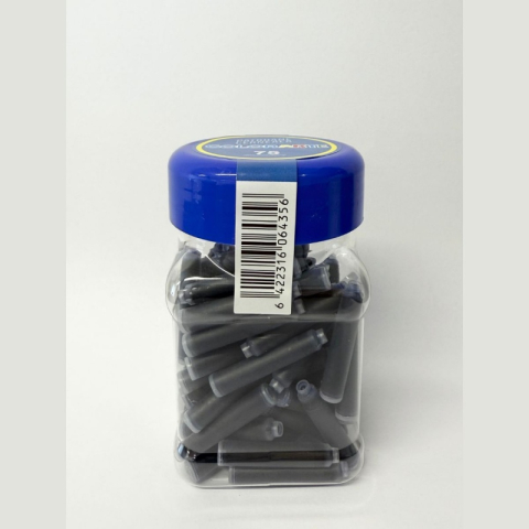 Patroane cerneala scurte (rezerve) Colorarte, cerneala albastra, borcan PVC 75 bucati, albastre [1]