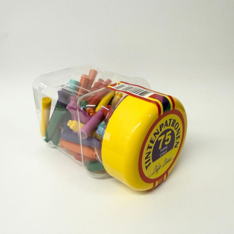 Patroane cerneala scurte (rezerve) Colorarte, cerneala color, borcan PVC 75 bucati, diverse culori [1]