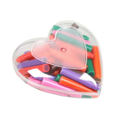 Rechizite Școlare - Patroane cerneala scurte (rezerve) Cresco 800471, cerneala diverse culori, cutie plastic inima cu 50 buc