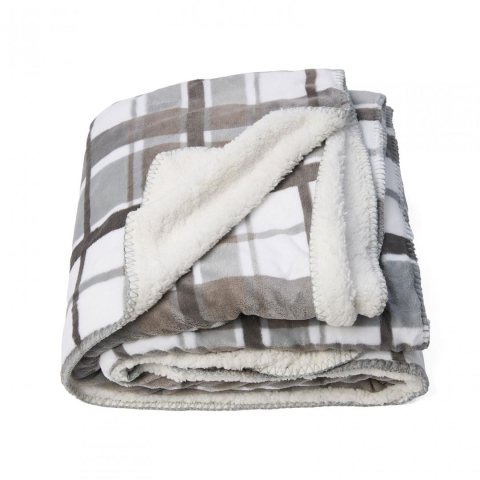 Paturi si cuverturi - Patura blanita carouri gri 160x200 cm