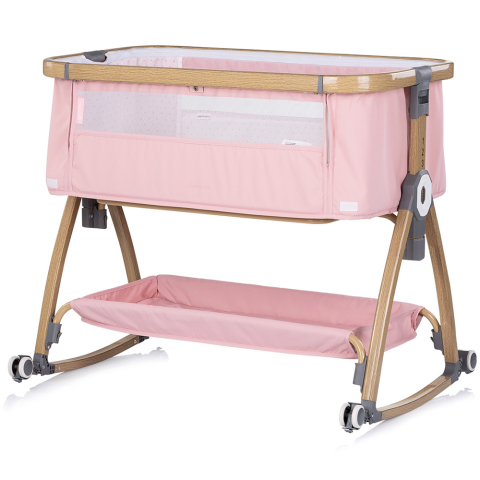 Patut co-sleeper Chipolino Charisma cu laterala culisanta powder pink wood [5]
