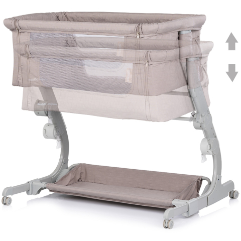 Patut co-sleeper Chipolino Eleganza cu laterala culisanta tiramisu [2]