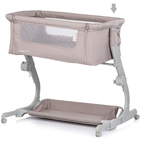 Patut co-sleeper Chipolino Eleganza cu laterala culisanta tiramisu [3]