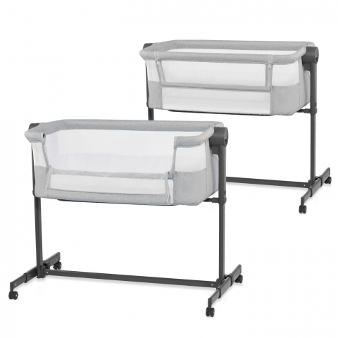 Patut co-sleeper kinderkraft neste up 2, gri deschis, varsta de la 0 luni la 9 luni [1]