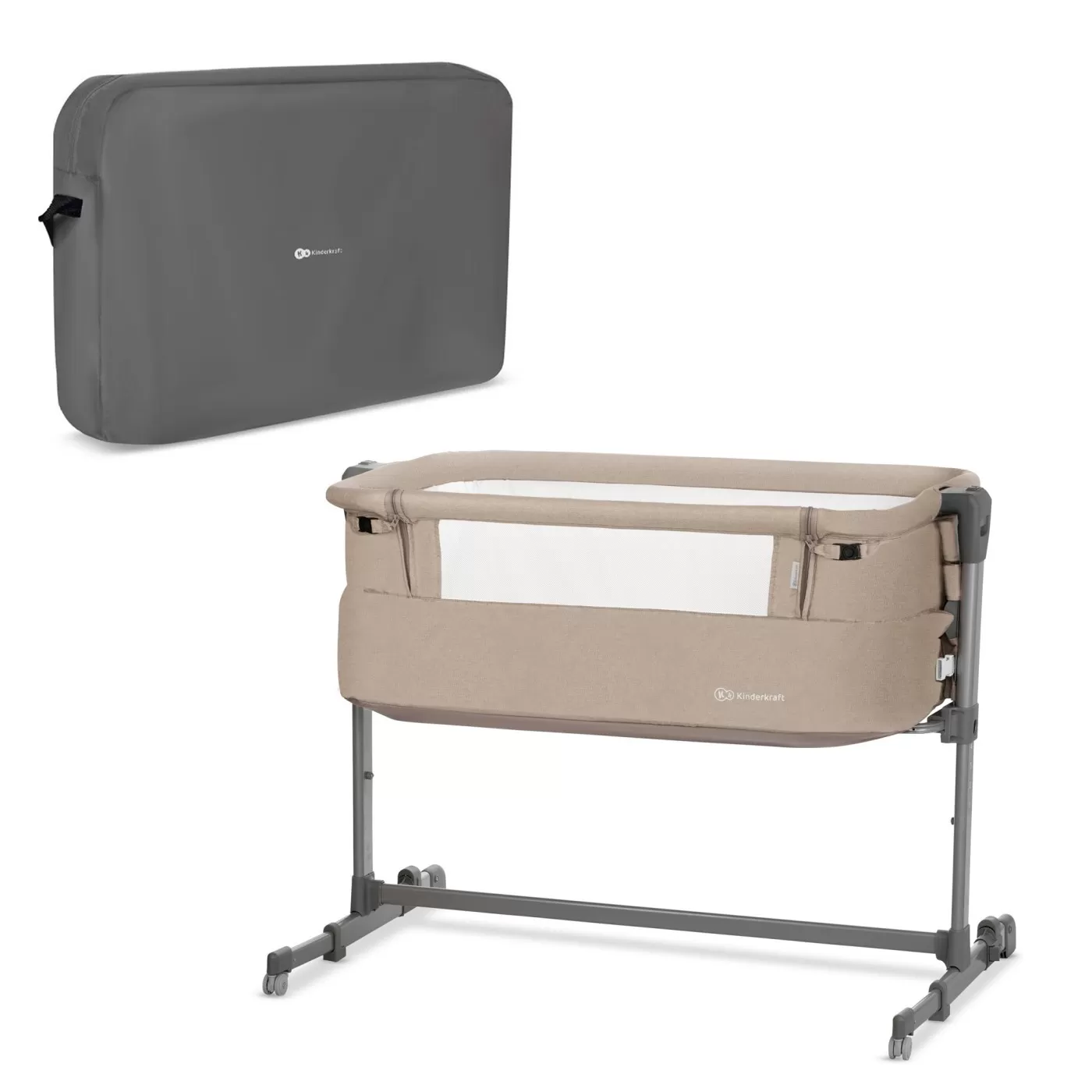 Patut co-sleeper kinderkraft neste-up, beige melange, varsta de la 0 luni la 9 luni [3]