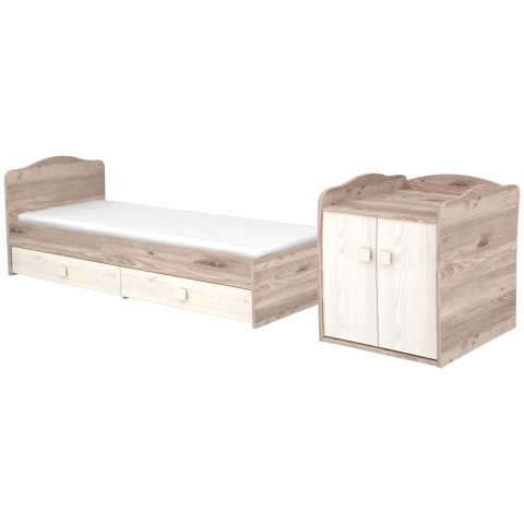 Patut copii transformabil din lemn cu 2 sertare Hubners Sofia Maxi Kombi 120x70 cm crem nisip [4]