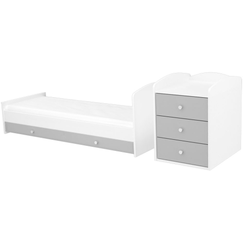 Patut copii transformabil din lemn cu 4 sertare Hubners Patrik Kombi 120x60 cm alb grafit [3]