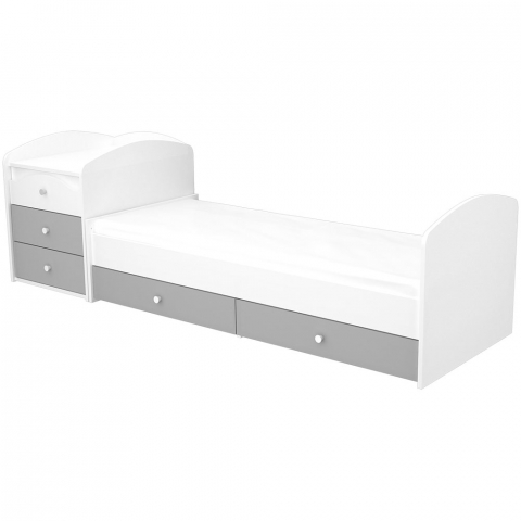Patut copii transformabil din lemn cu 5 sertare Hubners Patrik Maxi Kombi 120x70 cm alb grafit [2]