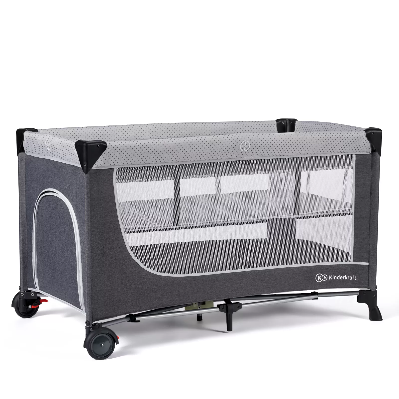 Camera copilului - Patut de calatorie kinderkraft leody, cu accesorii, grey, varsta de la 0 luni la 3 ani