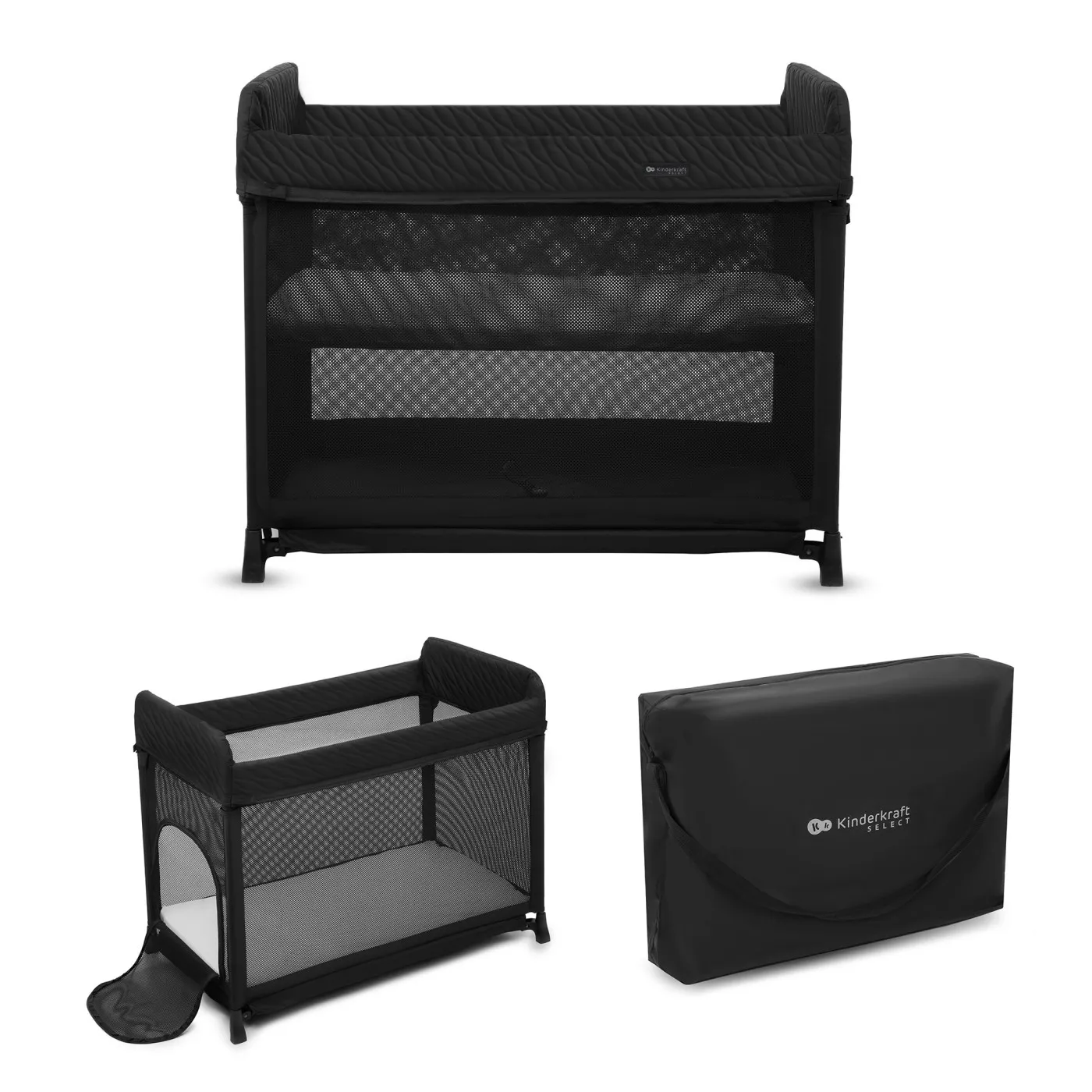 Camera copilului - Patut de calatorie kinderkraft moon dream, black, copii varsta 0 luni pana la 3 ani
