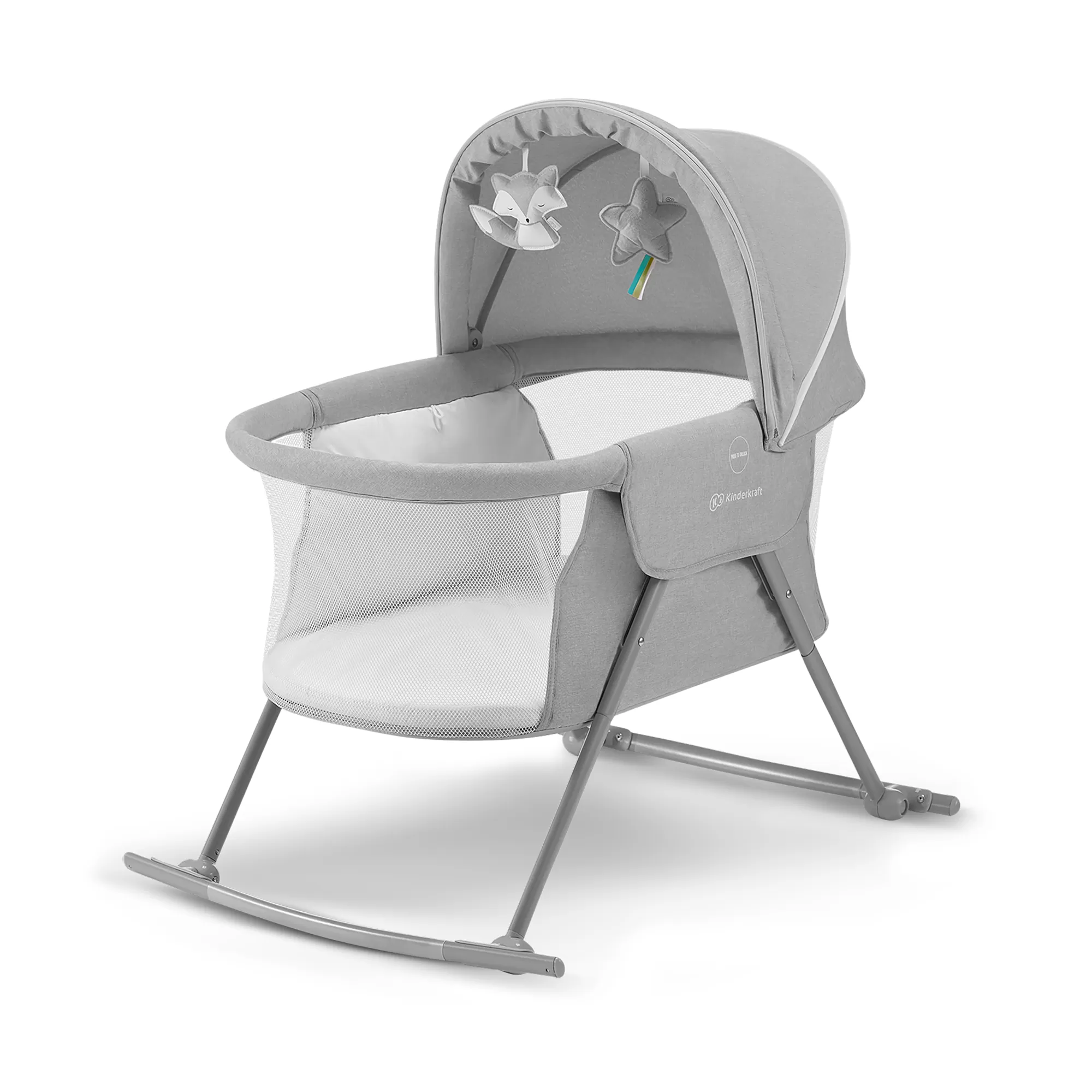 Camera copilului - Patut kinderkraft lovi, 3 in 1, grey, varsta de la 0 luni la 9 luni