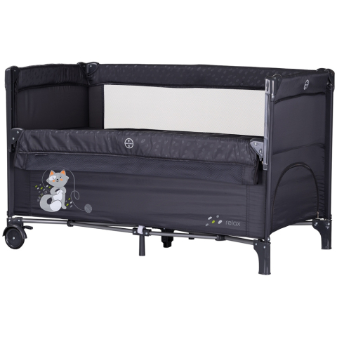 Camera copilului - Patut pliabil Chipolino Relax anthracite cu laterala culisanta