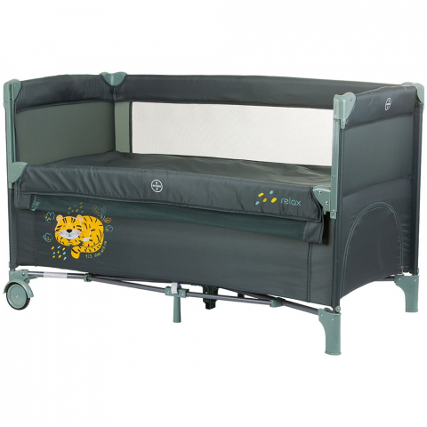 Camera copilului - Patut pliabil Chipolino Relax pastel green cu laterala culisanta