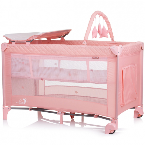 Patut pliabil cu saltea de infasat Chipolino Luna flamingo [1]