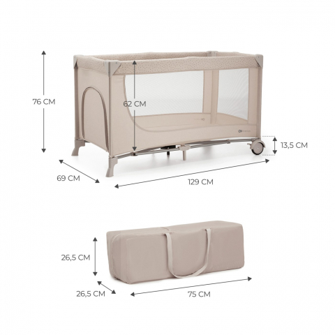 Patut travel kinderkraft joy2, fara accesorii, beige, varsta de la 0 luni la 3 ani [5]